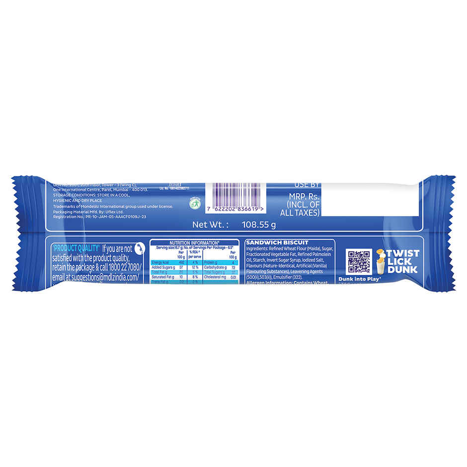 Cadbury Oreo Golden Vanilla Flavour Creme Sandwich Biscuit