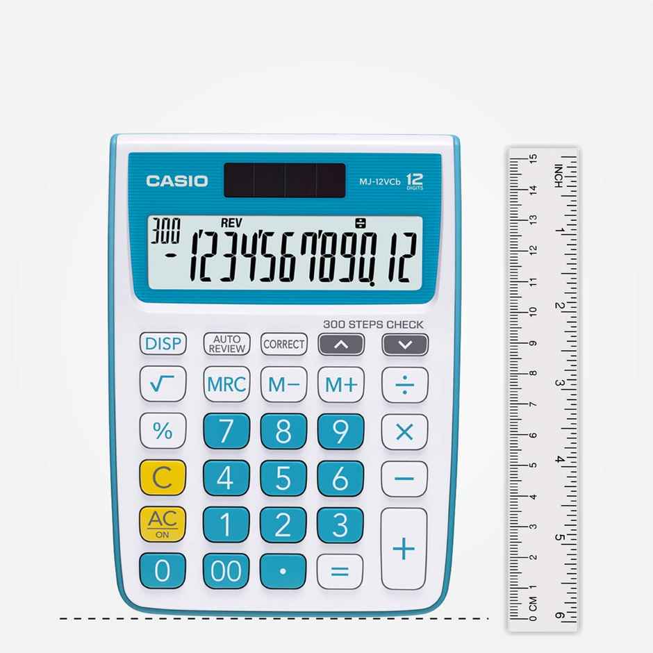 Casio MJ-12VCb-BU 300 Steps Check & Correct Colourful Desktop Calculator | Blue