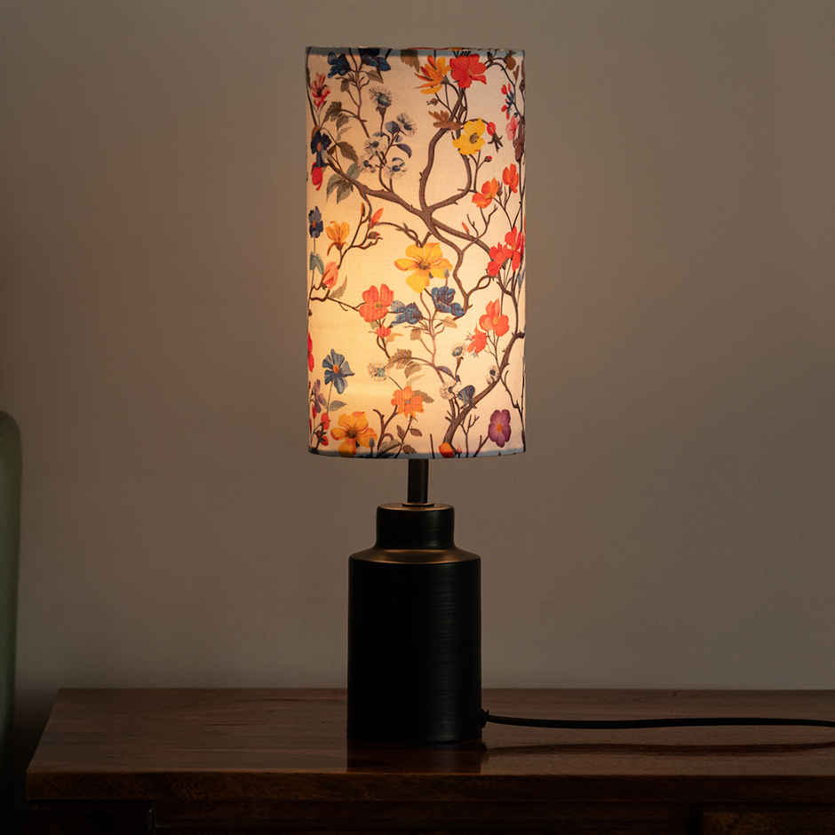ExclusiveLane Floral Twilight Metal Table Lamp Handcrafted - 45 cm