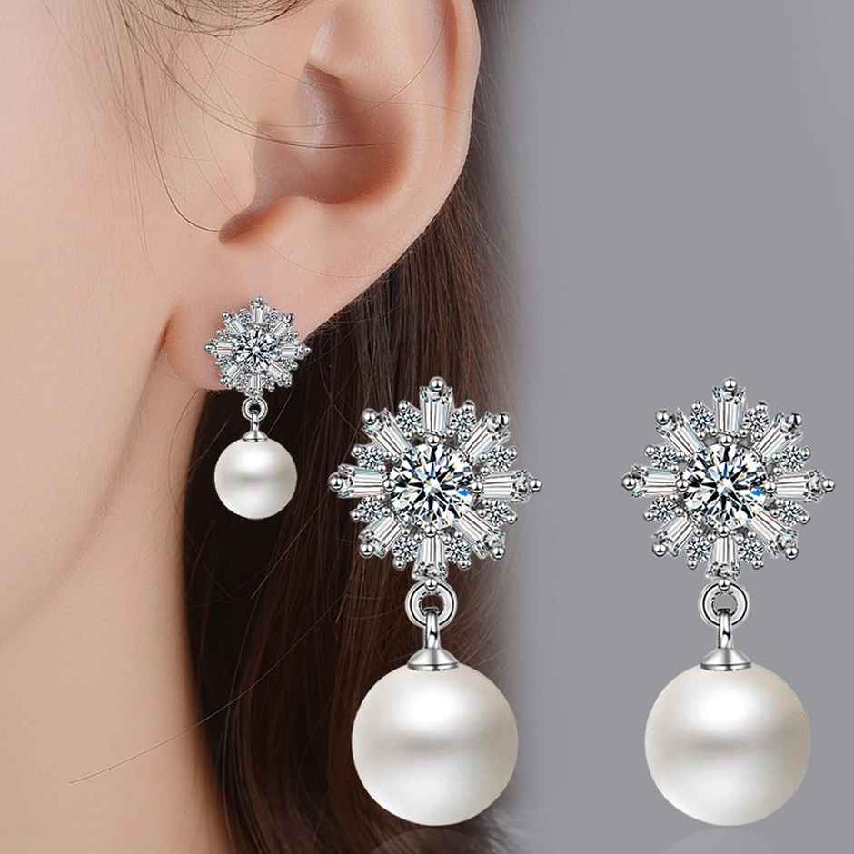 Shining Diva Fashion Latest Stylish Pearl Earrings for Women & Girls | 10717er