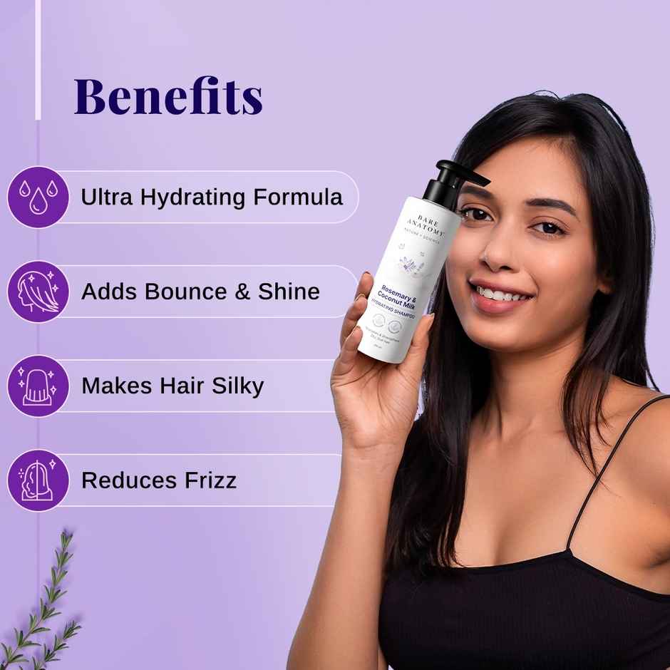 Bare Anatomy Hydrating Shampoo with Rosemary & Coconut Milk for Smooth & Silky Hair