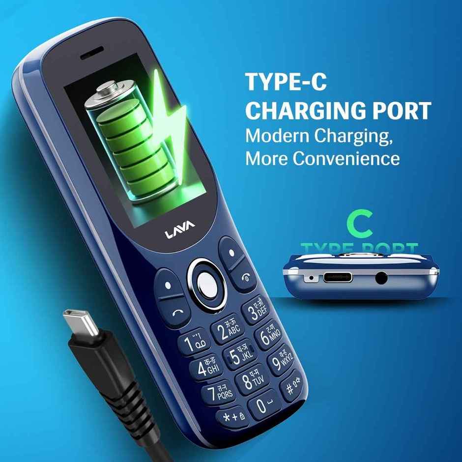 Lava A1 Tejas Dual SIM Keypad Phone | 2 Inch Display | AI Battery | FM Radio | MP3 Player | Blue