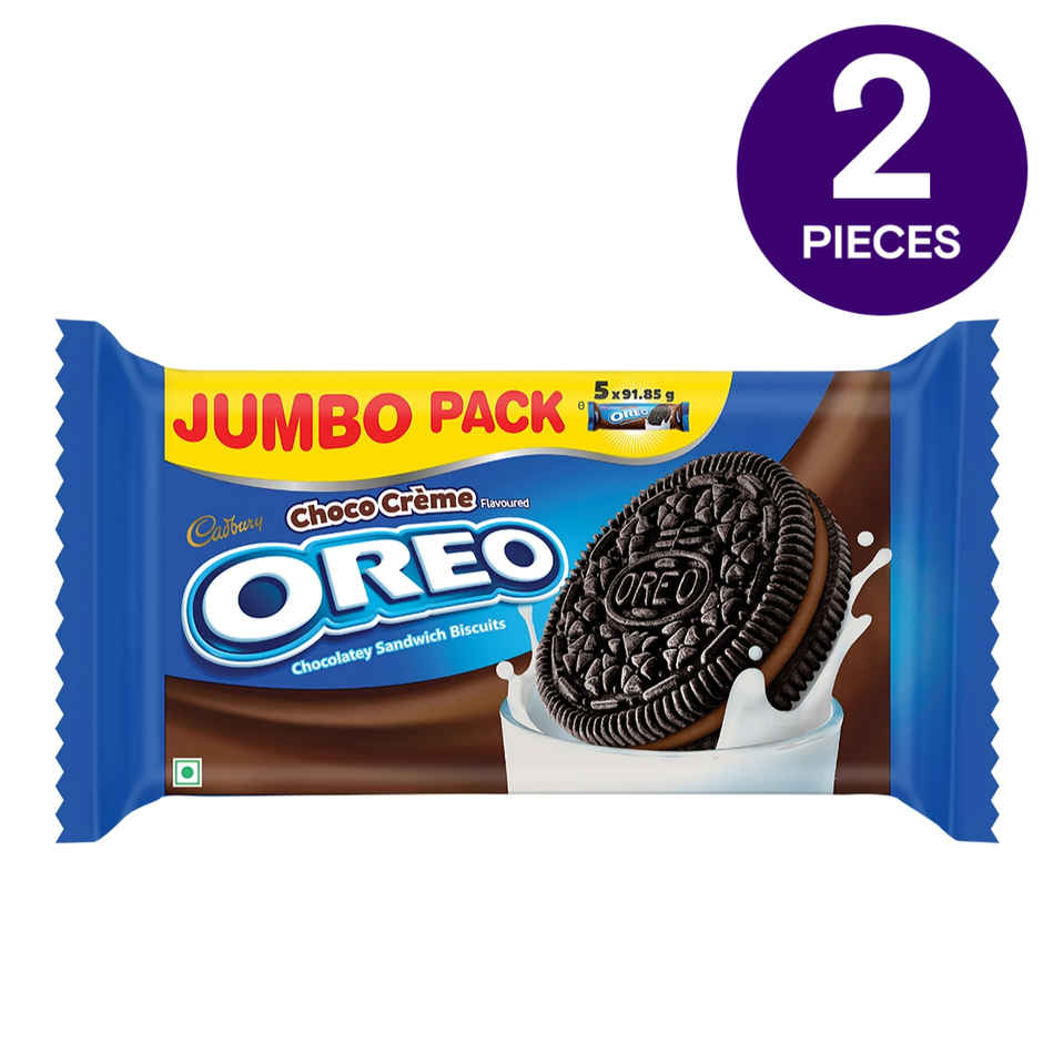 Oreo by Cadbury Jumbo Chocolate Cream Sandwich Biscuits | Trans Fat-free Combo