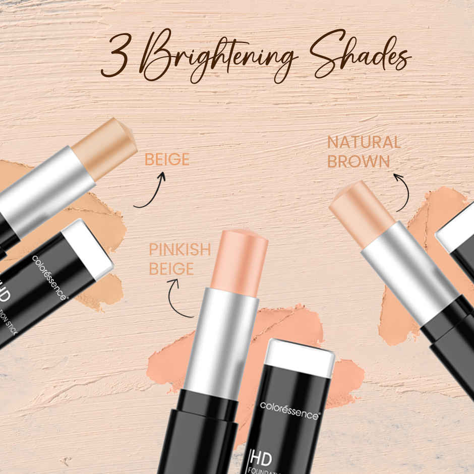 Coloressence HD Foundation Stick 14g | Pinkish Beige | Matte Finish | Waterproof | Long Lasting