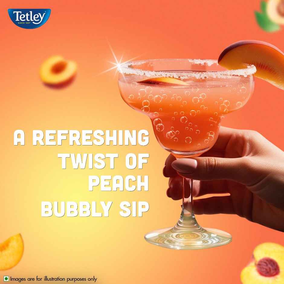 Tetley Peach Fermented Sparkling Drink with Prebiotic Fiber Kombucha Combo