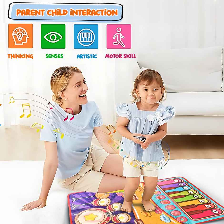 Wembley 2 in 1 Musical Mat for Kids Piano Play Drum Mat Musical Keyboard with 8 Instrument Sounds