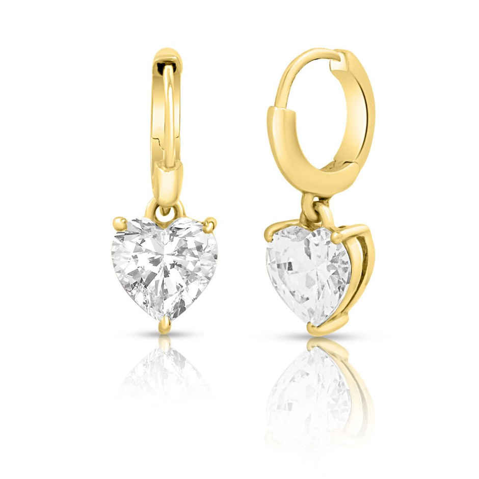 Zavya Solitaire CZ Gold Plated 925 Sterling Silver Drop