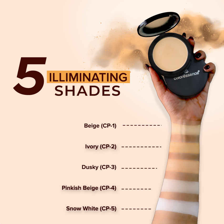 Coloressence Starlet HD Matte Compact Powder 10g with Puff | Beige | Lightweight | Long Lasting
