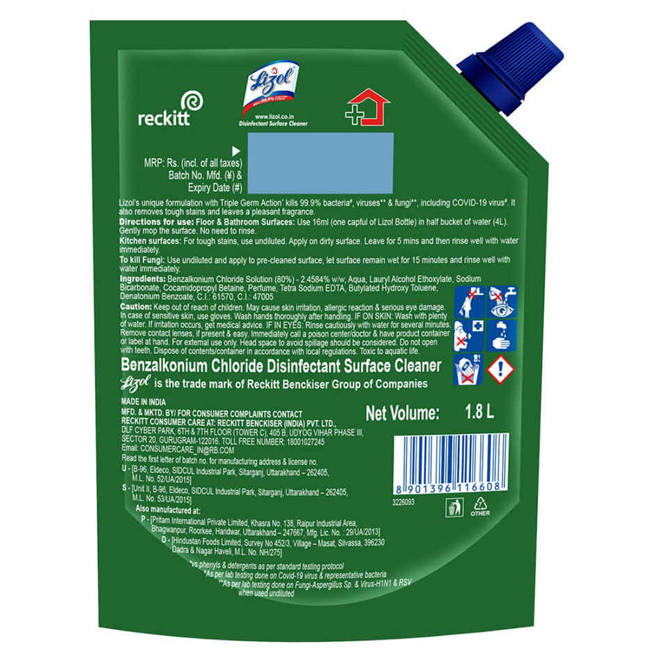 Lizol Floor Cleaner Liquid - Jasmine Surface Cleaner Refill Pack