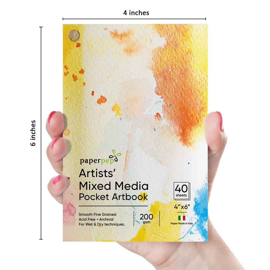 Paperpep Mixed Media Pocket Art Book 200Gsm 4 x 6 40 Sheets