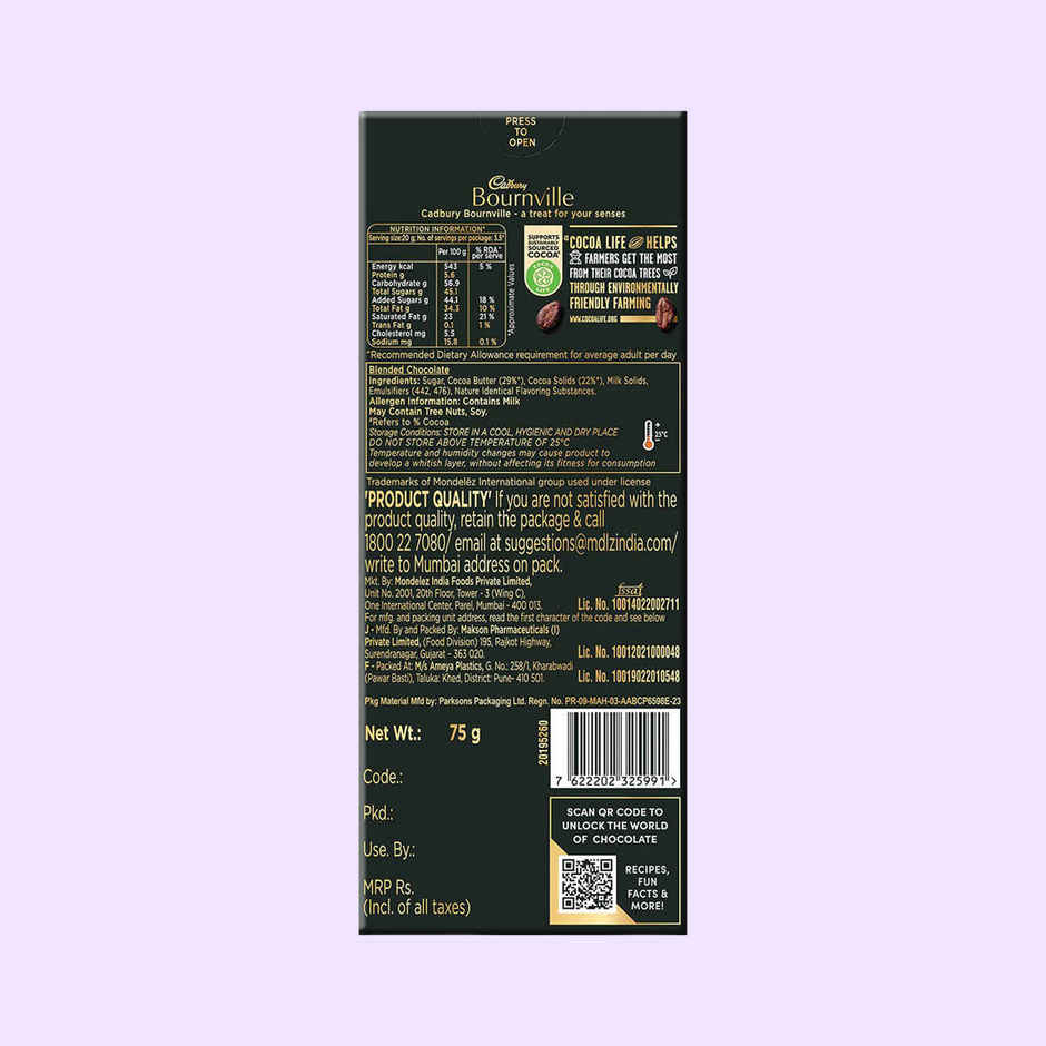 Cadbury Bournville Rich Cocoa 50% Dark Chocolate Bar