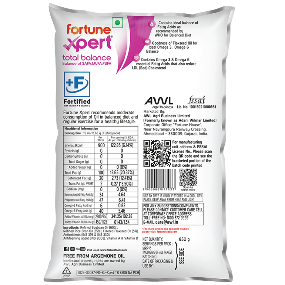 Fortune Xpert Total Balance Blended Oil | Power of 3 Oils - Balance of Omega 3 & 6