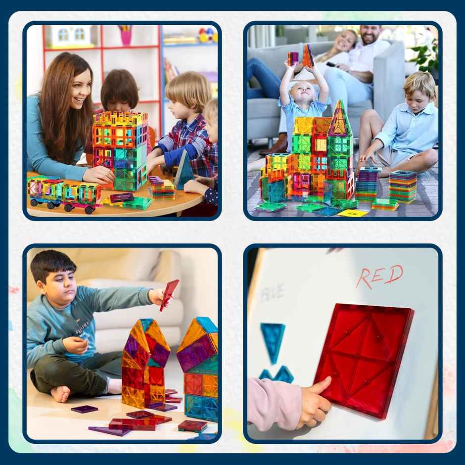 Wembley Magnetic Tiles Building Blocks For Kids Creative Learning Educational Brain Toys - 28 Pcs