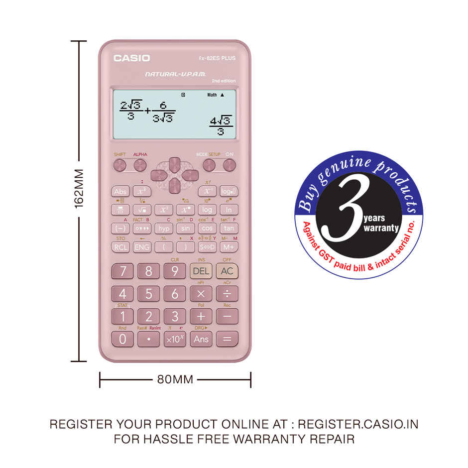 Casio FX-82ES Plus Pink 2nd Gen Non-Programmable Scientific Calculator