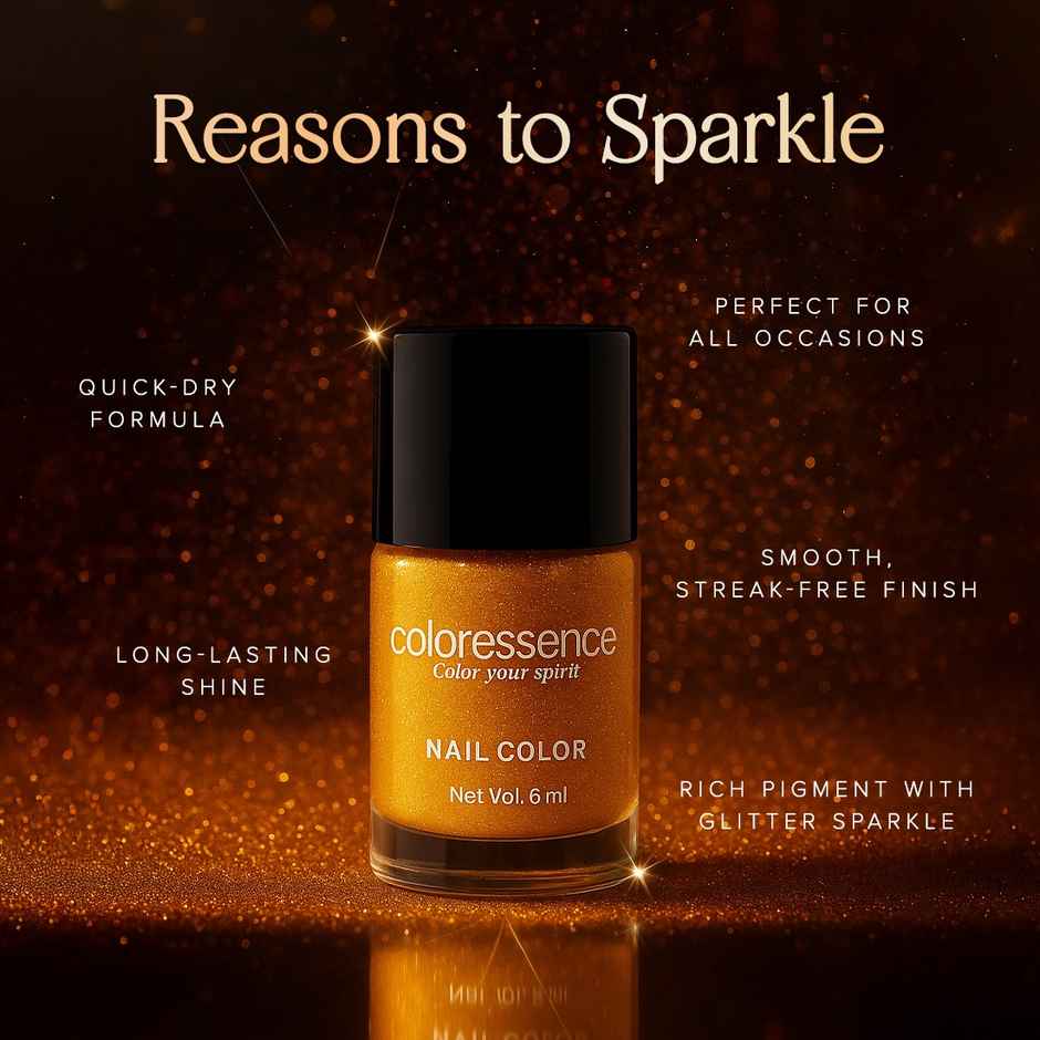 Coloressence Talk to Glitter Nail Paint Kit|Free Remover|Glitter Finish|Quick Dry | Chip-Resistant