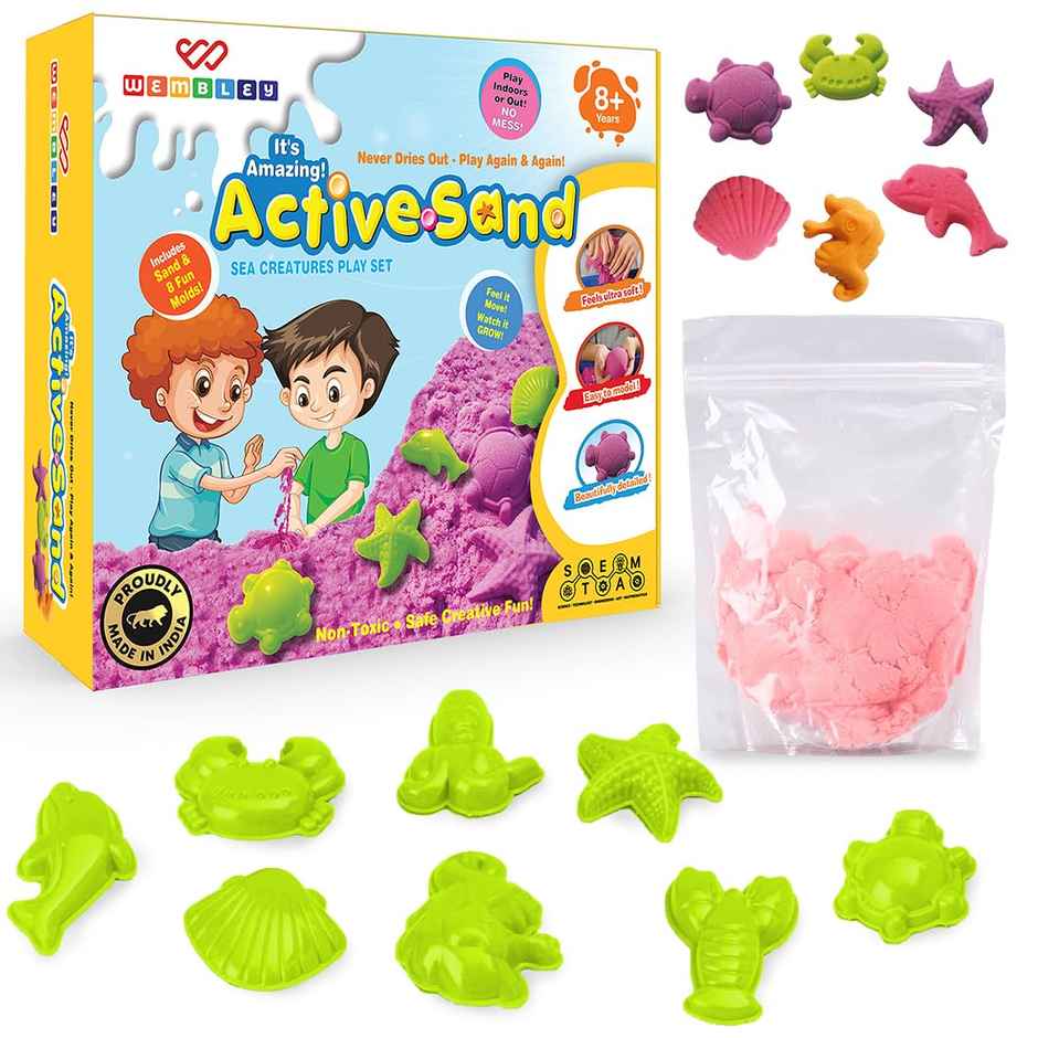 Wembley Active Sand Art For Kids Craft Activity Kit Kinetic Sand For Kids With Moulds