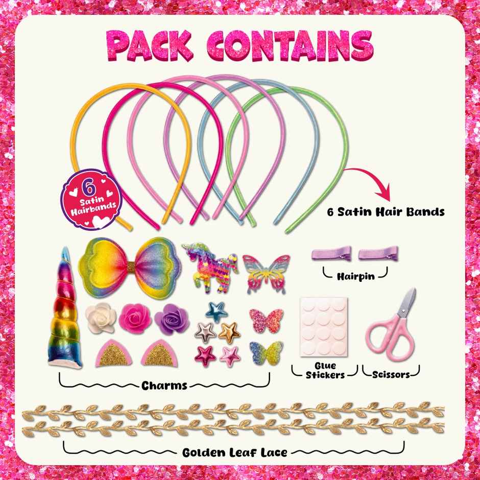 Wembley Unicorn DIY Hairband Making Kit for Girls Headband Trendy Cute Hair Accessories Set
