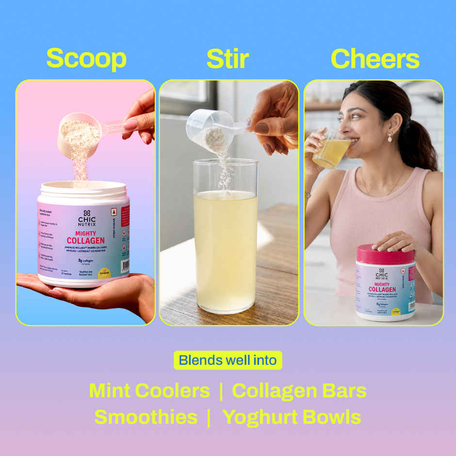 Chicnutrix Japanese Marine Collagen Peptides + 2 mg Astaxanthin, Lemonade Flavour