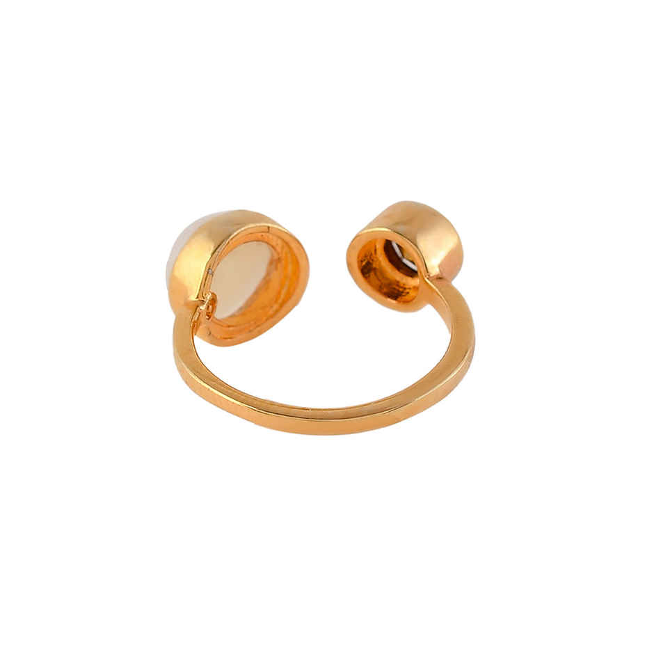 Voylla Mother's Day Open Half Pearl Cz Studded Ring