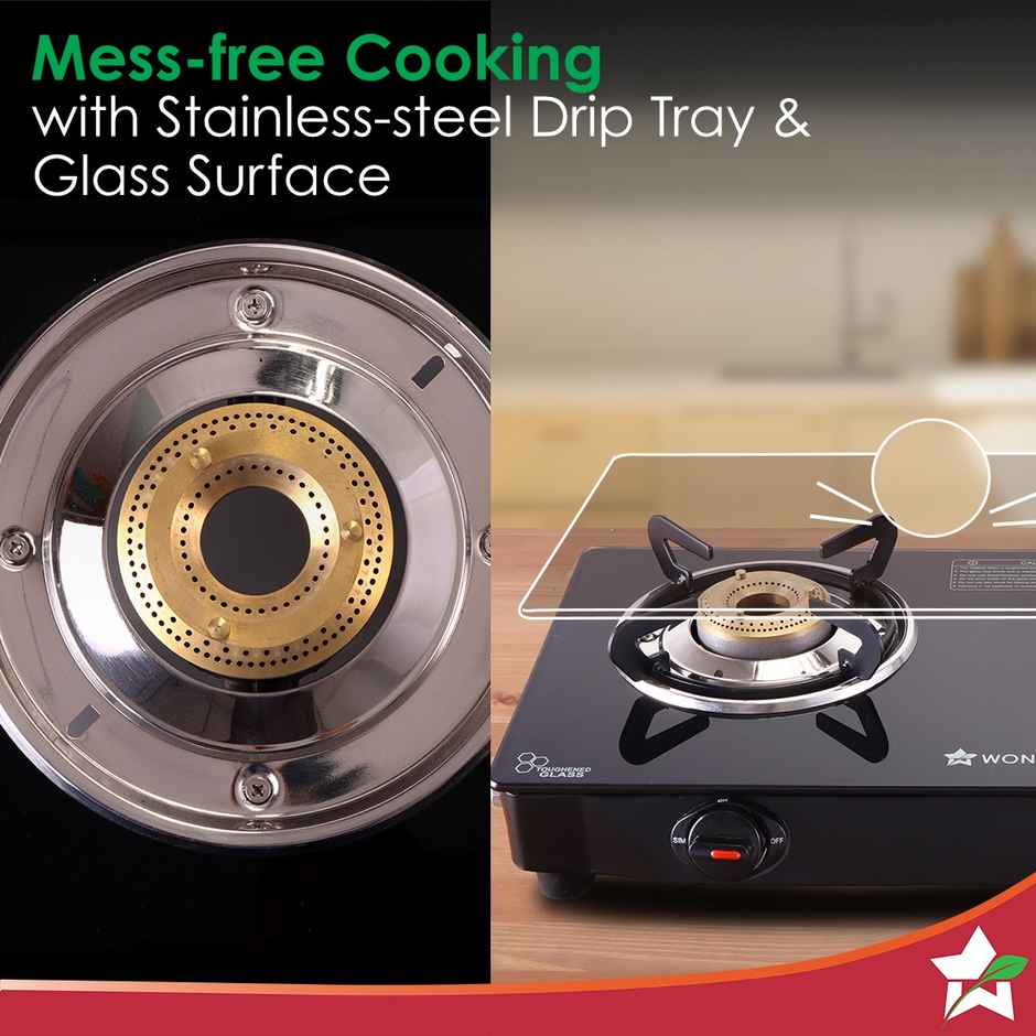 Wonderchef Zest Neo 2 Burner Glass Cooktop | Free Gas Lighter and Kitchen Knife