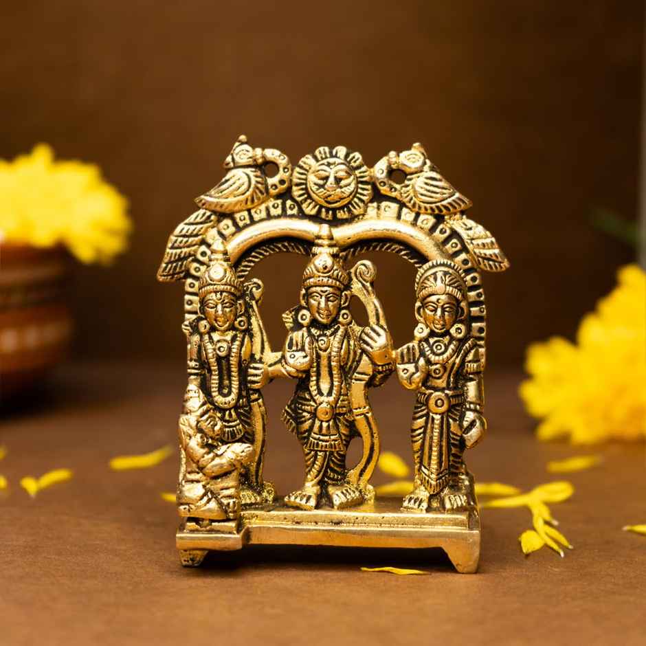 Ekhasa Pure Brass Ram Darbar Murti | Size: 8.4 cm | Ram Darbar Statue For Home Decor