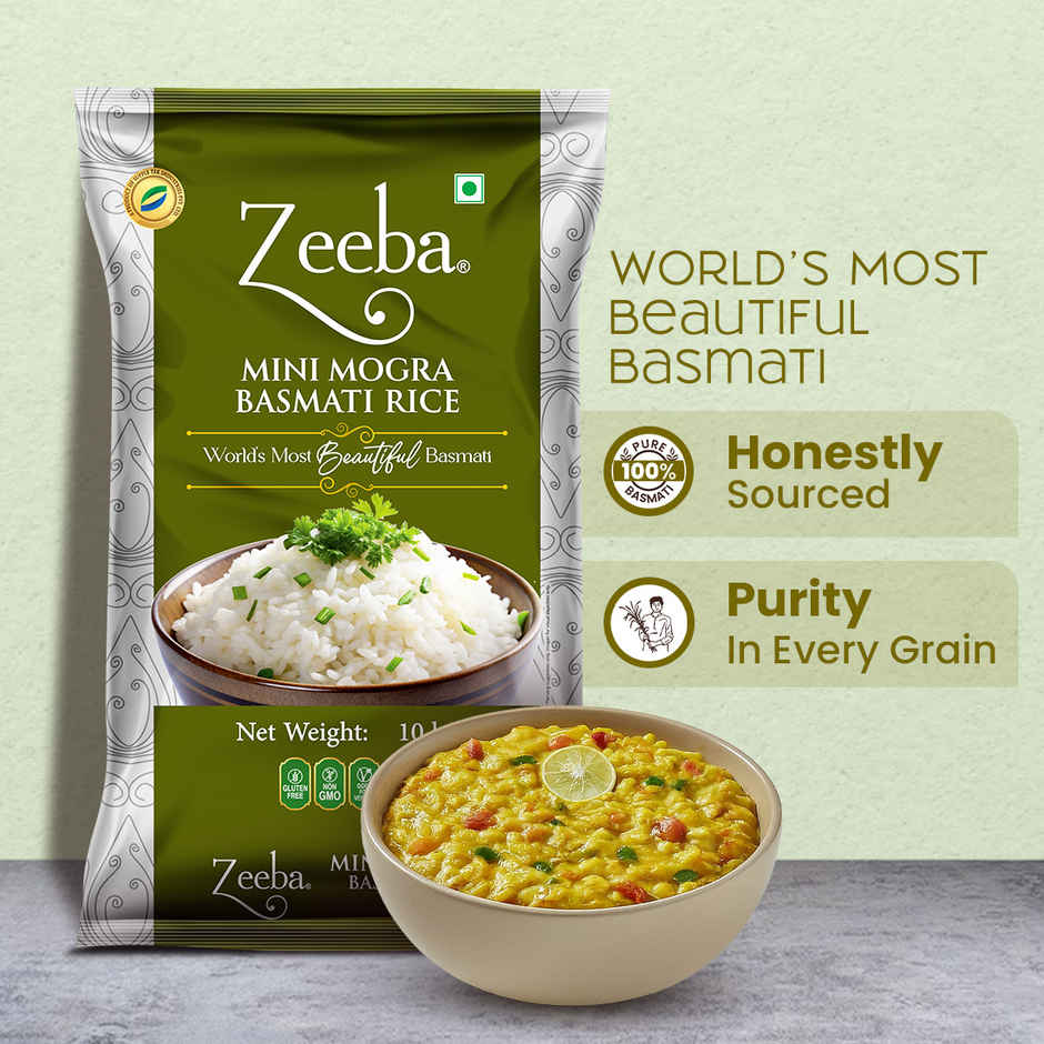 Zeeba Mini Mogra Basmati Rice | Ideal for Khichdi| Kheer & Daily Meals | Cooked length upto 11mm