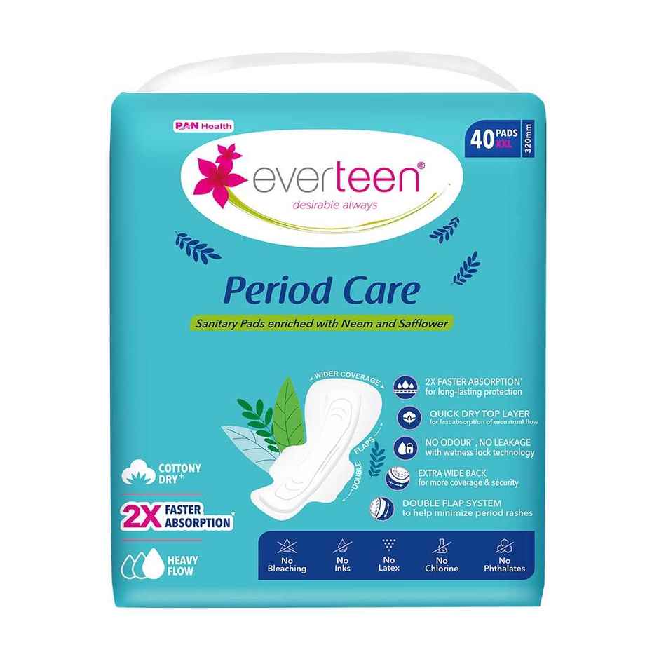 everteen Period Care Xxl Dry Sanitary Pads With Double Flaps | XXL | 40 pcs