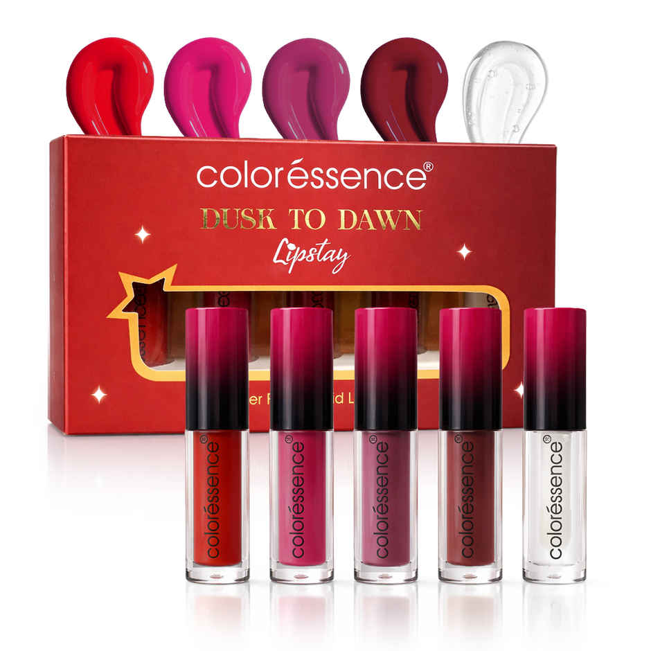 Coloressence Dusk to Dawn Liquid Lipstick Kit (4 Shades) | Free Lip Gloss | Waterproof|Long Lasting
