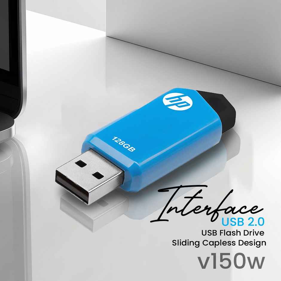 Hp V150W 128Gb Usb 2.0 Flash Drive (Blue)