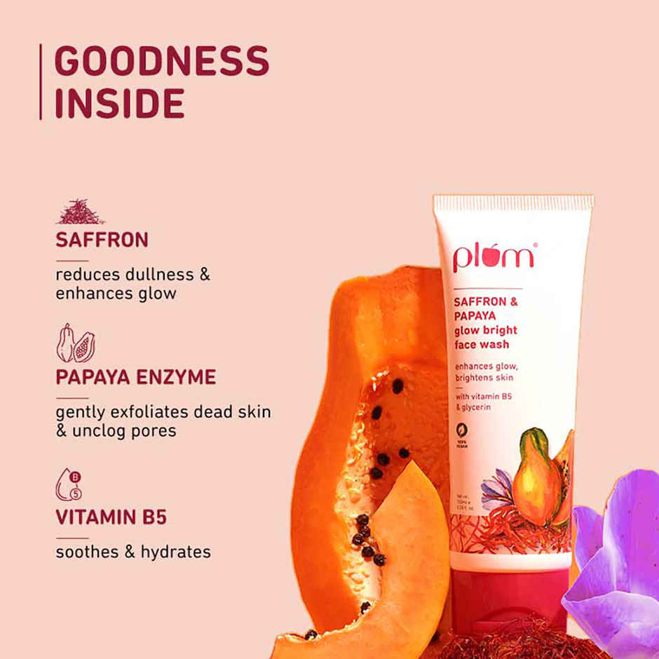 Plum Saffron & Papaya Glow Bright Face Wash 100% Vegan