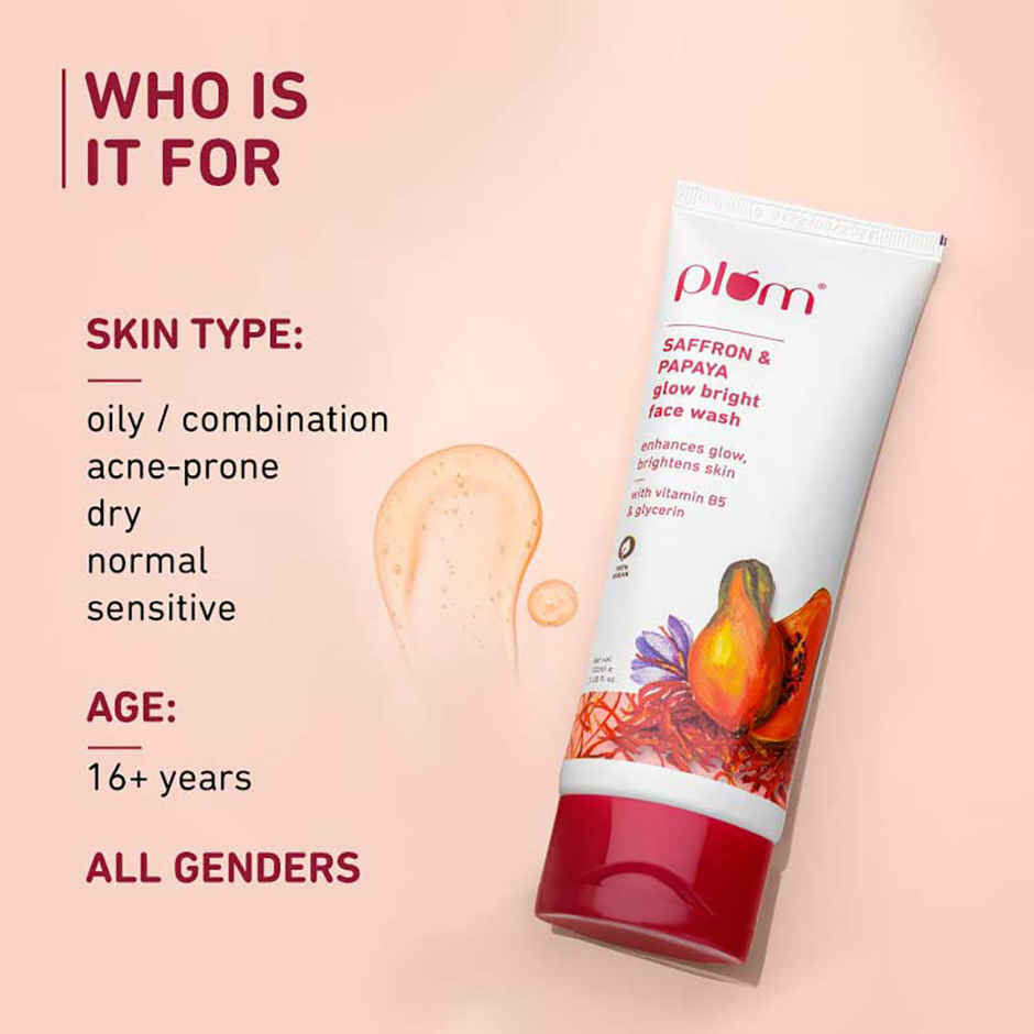 Plum Saffron & Papaya Glow Bright Face Wash 100% Vegan