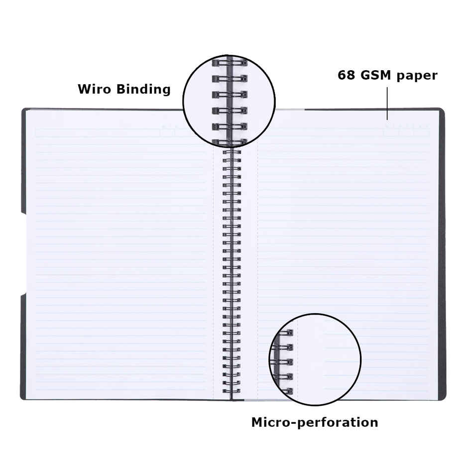 Navneet HQ 1 Subject Spiral Bound Single Line Blank PP Cover Notebook | A5 15 x 21 cm, 160 Pages