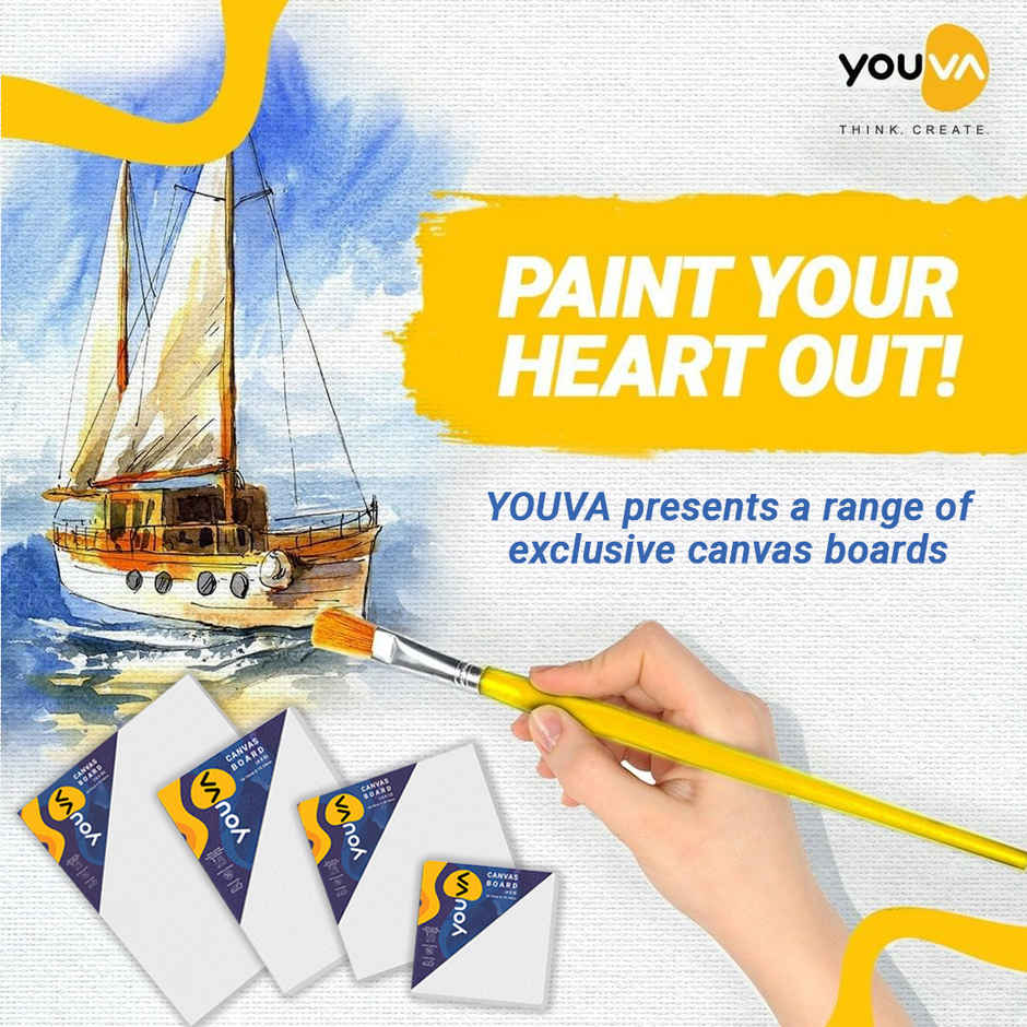 Navneet Youva Primed Canvas Board for Acrylic and Oil colour painting Size 12 x 16 inch