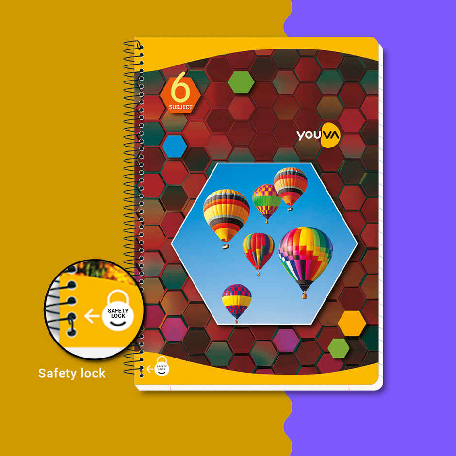 Navneet Youva 6 Subject Book Spiral Bound Single Line Ruled (300 Pages, 20.3 x 26.7 cm)