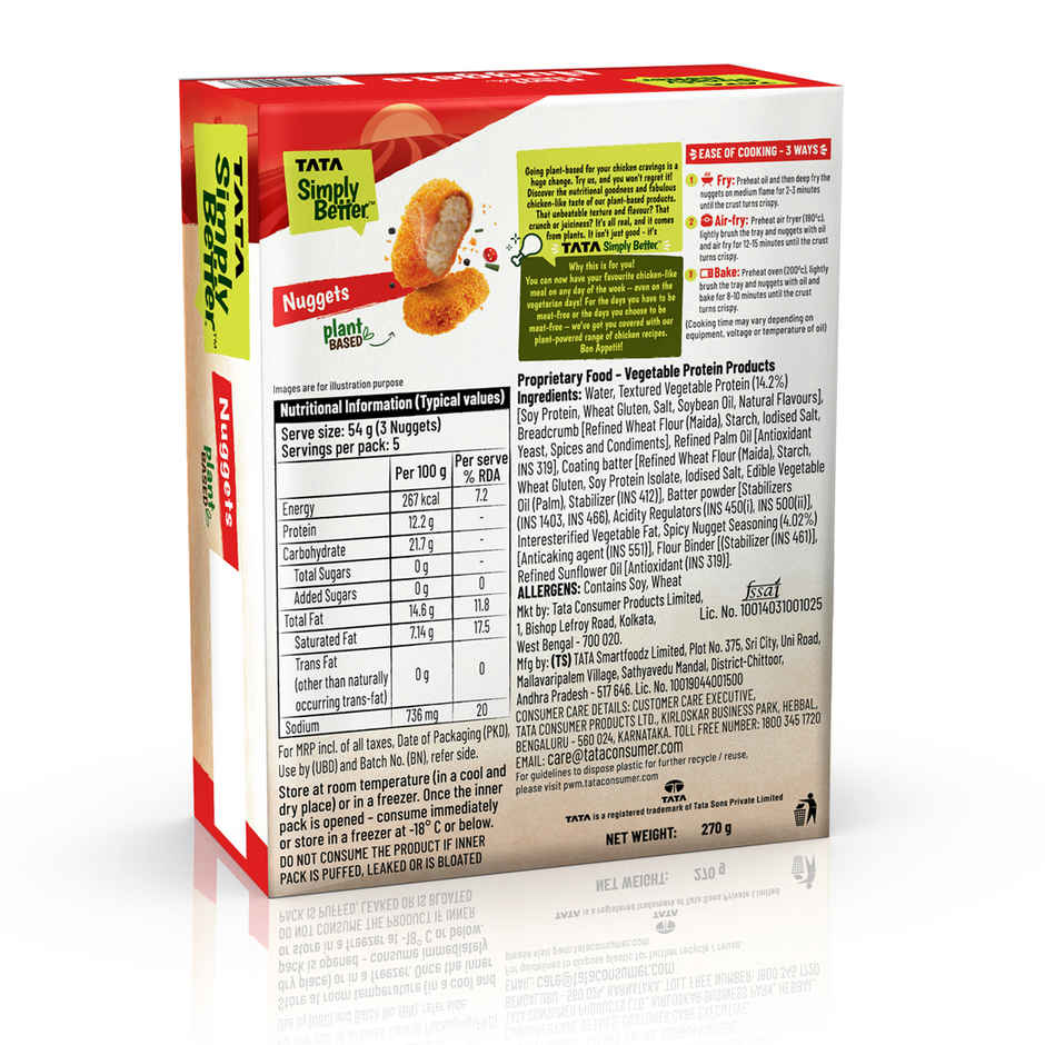 Tata Simply Better Plant-Based Chicken Nuggets, Tastes Just Like Chicken - 15 Pieces