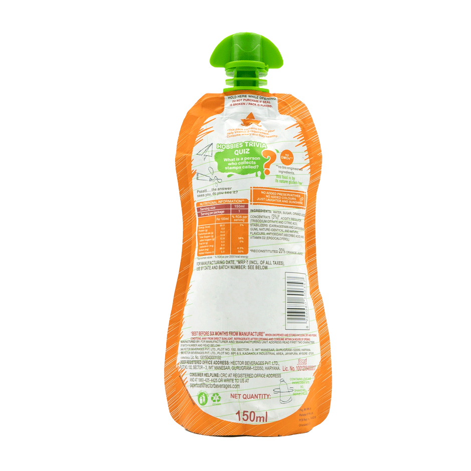 Paper Boat Orange Juice With Vitamin D No Preservatives