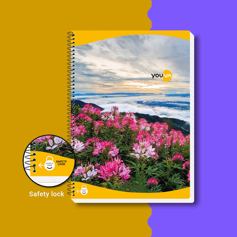 Navneet Youva Spiral Bound Single Line 300 Pages Long Notebook With Safety lock A4 size 21x29.7cm