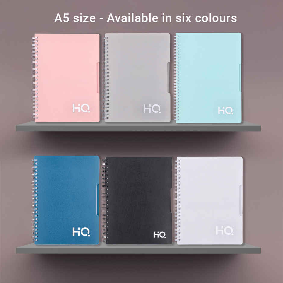 Navneet HQ 1 Subject Spiral Bound Single Line Blank PP Cover Notebook | A5 15 x 21 cm, 160 Pages