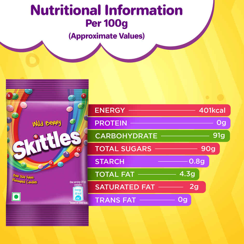 Skittles Wildberry Bite-Size Fruit Flavoured Candy Pouch