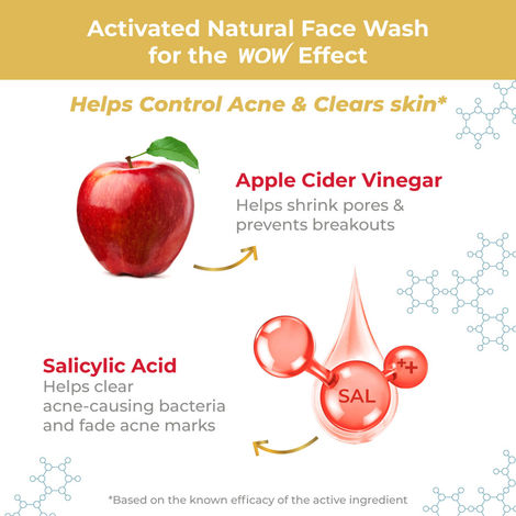 WOW Skin Science Apple Cider Vinegar Foaming Face Wash - No Parabens, Sulphate & Silicones