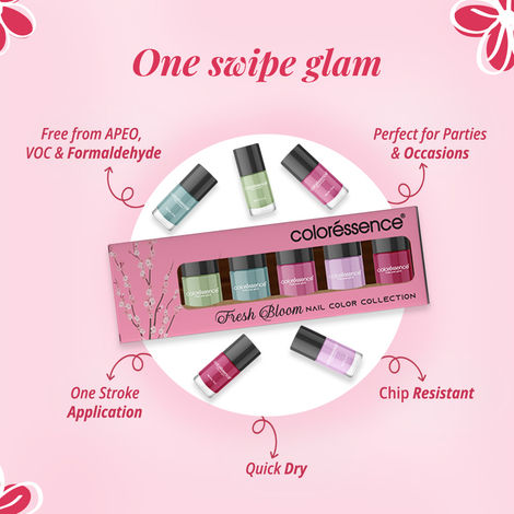 Colouressence Nail Paint Kit | Free Nail Paint Remover | Fresh Bloom - MultiColour