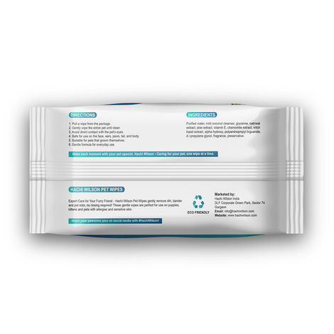 Hachi Wilson Premium Plant Based Pet Wipes (Dog/Cat) , Extra 25% Bigger Size | 80 Pulls Per Pack