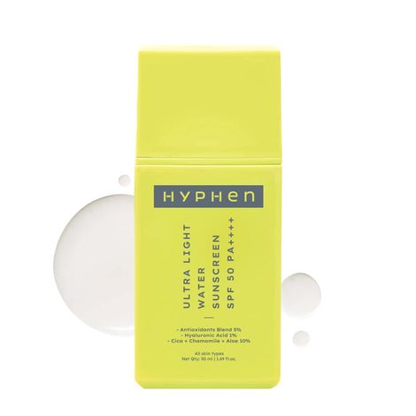 Hyphen Ultra Light Water Sunscreen SPF 50 Pa ++++ UVA-UVB & Blue Light Protection, No White Cast