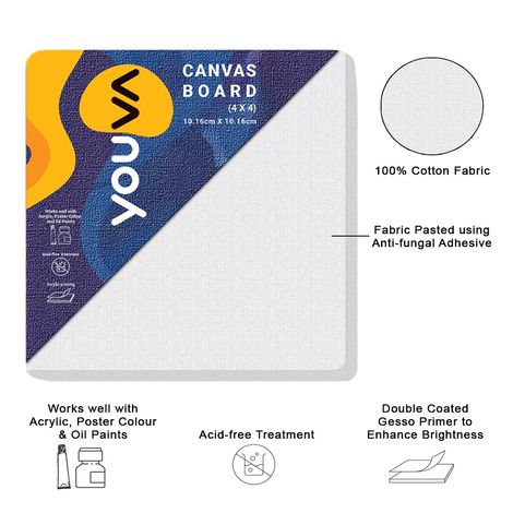 Navneet Youva |Canvas Board |4x4 inch | Pack of 3