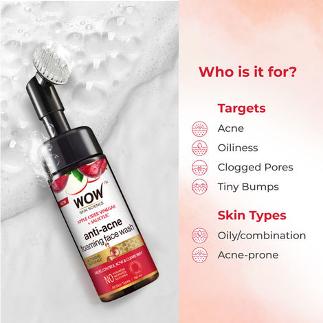 WOW Skin Science Apple Cider Vinegar Foaming Face Wash - No Parabens, Sulphate & Silicones