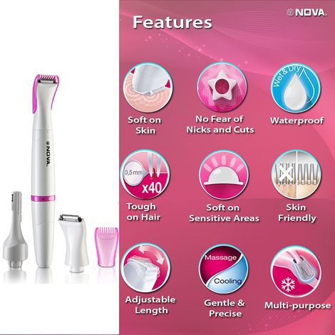 Nova Nls 530 Sensi-Trim Touch Trimmer | 45 Min Runtime | 4 Length Settings | White
