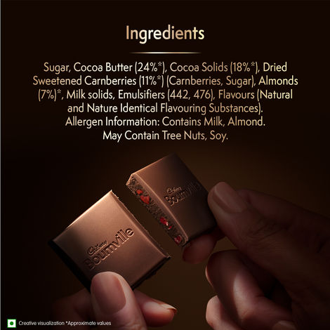 Cadbury Bournville Cranberry 50% Dark Chocolate Bar
