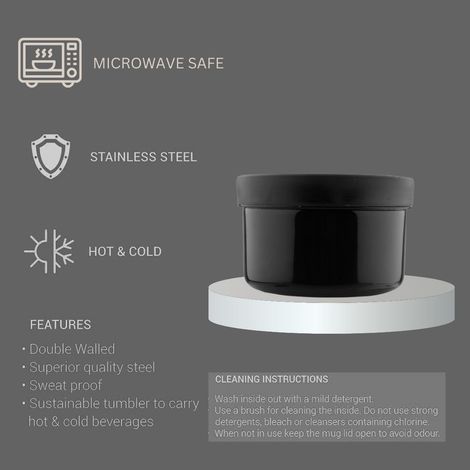 Sugar Homeware Premier Trio Stainless Steel Microwave Safe Lunchbox - Black