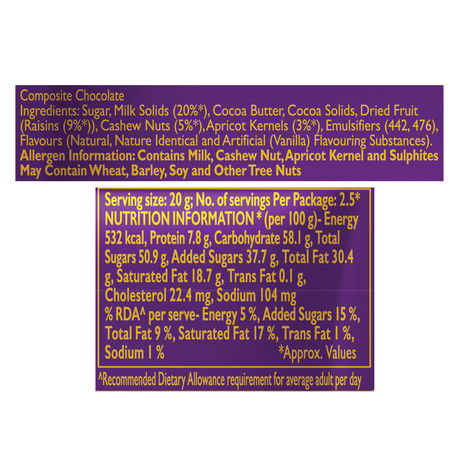 Cadbury Dairy Milk Silk Fruit and Nut Chocolate Bar