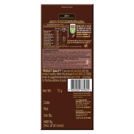 Cadbury Temptations Almond Treat Premium Chocolate Bar